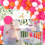 Pink Orange Balloon Garland Arch Kit- Rose Red, Light Pink Balloons Pink And Orange Balloons For Wedding Bridal Shower Bachelorette Birthday Christmas Valentine Party Decorations