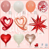 Valentines Day Balloons Arch Garland Kit,160Pcs Dusty Pink, Sand White, Pearl Rose Gold, Red Heart Confetti, Love, Star Balloons For Valentine'S, Anniversary, Wedding Party Decorations
