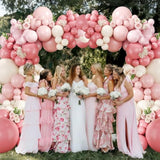 Pink Balloon Arch Kit, 124Pcs Pastel Light Dusty Blush Pink Sand White Balloons For Birthday Baby Shower Wedding Gender Reveal Decorations
