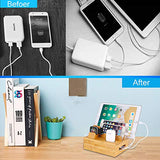 Bamboo Wood Desktop Organizer Charging Docking Station Charger Holder Cradle Charge Stand compatible with iPhone 16 15 Pro Max iPad Apple Watch Ulrta