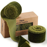 Velvet Ribbon For Gift Wrapping - Olive Green Handmade Fringe Ribbons