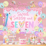 Donut 7Th Birthday Party Decorations Sweet Sassy And Seven Birthday Decor Sweet Sassy And 7 Birthday Backdrop Pastel Donut Balloon Garland Kit With Ice Cream Dessert Balloon Decor For Girl