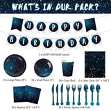 171-Pcs Galaxy Party Tableware Set - Plates, Napkins & Decor for 24 Guests