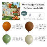 One Happy Camper Balloon Arch Kit: Burnt Orange, Sage Green, Brown