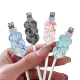 Lovely Cable Protector For Iphone Type-C Charger,Heart Shape Sparkle Marble Pattern 4 Pcs Set Cable Phone Protector For Women Girls,Charging Cord Protector,Cable Chomper,Cord Saver