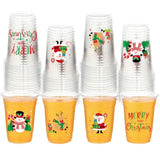 60 Pcs Christmas Plastic Cups 16 Oz Merry Christmas Clear Cup Disposable Xmas Snowman Santa Claus Clear Drinking Cups Bulk For Beverage Coffee Xmas Winter Party Supplies