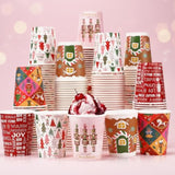 150 Pcs 9 Oz Christmas Disposable Paper Cups Hot Chocolate Cocoa Paper Cups Winter Drink Cup 5 Designs Merry Christmas Holiday Party Drinkware Supplies For Cold Beverage Hot Cocoa Tea (Classic)