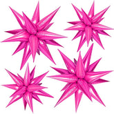 50Pcs Hot Pink Starburst Foil Balloons, Metallic Cone Balloons for Parties