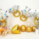 Gold Diamond Ring Balloons 4 Pcs,Foil Engagement Ring Balloon Bachelorette For Wedding Bridal Shower Party