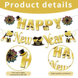 2026 New Year Party Supplies with Gold Glitter Balloons, Streamers, Banner, and Photo Props