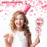 Valentine’S Day Gifts For Kids–28 Pack Giant Lollipop-Shaped Stationery Set With Heart Cards, Pencils, Stickers, Erasers & Ruler For Classroom Valentines Exchange And School Party Favors