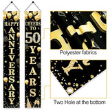 Happy 50Th Anniversary Door Banner Decorations, 50 Years Cheers Party Supplies, Black Gold Fifty Anniversary Welcome Door Banner Sign