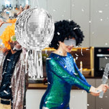 12.5 Inch Disco Party Pinata 80S 90S Roller Skating Mirror Disco Ball Pinata With Blindfold Stick Confetti For 80S 90S Discos Birthday Wedding Party Supplies Decor (Discos Ball)