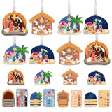 Christmas Nativity Ornament Crafts For Kids - 16 Pack Make Your Own Nativity Scene Ornament Kit With Nativity Diy Craft Stickers Cutouts For Kids Xmas Tree Holiday Classroom Art Activity Party Favors