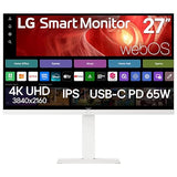 27U730Sa-W 27-Inch Smart 4K Uhd (3840 X 2160) Ips Computer Monitor, Hdr10, Built-In Speaker, Screen Share, Bluetooth, Remote Control, Hdmi, Usb Type-C Pd 65W, Tilt/Height/Swivel/Pivot Stand, White