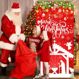 Christmas Nativity Door Cover Decorations Red Religious Merry Christmas Banner Jesus Christmas Decorations For Winter Xmas Party Indoor Outdoor
