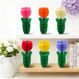 Tulip Honeycomb Centerpieces, 6Pcs Spring Flower Centerpieces For Tables 3D Tulips Honeycomb Spring Decoration For Home Office Garden Mother'S Day