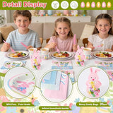 160 Pcs Easter Tableware Set Party Supplies for 20 Guests Disposable Paper Plates, Cups, Napkins Forks Set Decorations for Easter Party Spring Holiday Picnics
