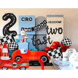 Two Fast Birthday Party 2Nd Racing Vintage 40 Inch Racetrack Number Balloons 2 Black Two Fast Letter Banner Balloon Race Car Racing Theme Birthday Party Decor Set