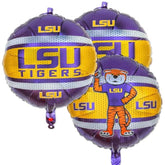 Havercamp Lsu Balloons 3 Pack 18in Foil Mike the Tiger Purple Gold for Lsu Party Supplies and Birthday Decorations (by Havercamp)