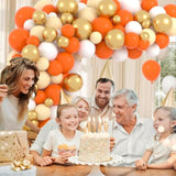 Orange White Gold Balloon Arch Kit: 122 Piece Party Decorations