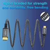 Micro Hdmi To Hdmi Cable 1Ft 2 Pack, Nylon Braided Micro Hdmi Cable Support 3D