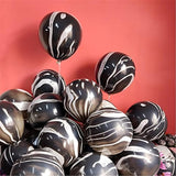 30PCS Black Tie Dye Swirl Balloons for Birthday, Candyland, Hippie Party Decor