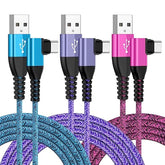 Usb Type C Cable 6Ft 3Pack Fast Charging Right Angle Cable,3.1A Usb C Charger Phone Cord For Iphone 17 16 15 Samsung Galaxy S25 A16 A56 A36 A55 A35 A33 A32 S24 S23 S22 A15 A25 A14 A11 A12 A13 A21 A51