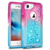 For Glitter Iphone 8 7 6 Case, Flowing Bling Liquid Quicksand Heavy Duty Shockproof Defender Cover For Phone 6/6S In 4.7 Inch (Pink/Blue, For Iphone Se 2020/Se 2022)