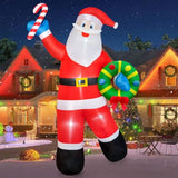 12Ft Christmas Inflatables Santa Claus Outdoor Decorations, Giant Blow Up Santa Holding Garland Yard Decorations Built-I
