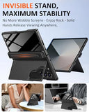 for Galaxy Z Fold 5 Case with S Pen Holder & Stylus and Invisible Kickstand,Built in Privacy Screen Protector and Hinge Phone Cover for