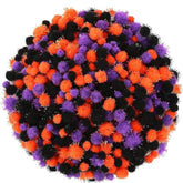 Halloween Pom Poms: Orange, Black, Purple Craft Fluffy Balls (600 Pieces
