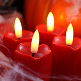 6 Pack Red Flameless Votive Candles With Timer(5 Hour) Christmas Realistic Black Wick Battery Operated Candles Dripping Fake Led Tealights For Halloween Wedding Party Holiday Decoration