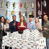 Gone Fishing Party Decoration,142 Pcs Fishing Themed Tableware Set Tablecloth,Plates,Napkins For Little Fisherman Decorations,Ofishally One Birthday Decorations