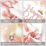 Rose Gold Happy Birthday Backdrop – 5x3ft Pink Banner for Girls' Party Decor & Photo Background