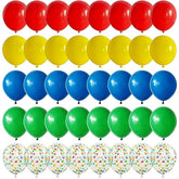 Rainbow Balloons, 60 Pcs Multi Colorful Balloons Set With Primary Color Confetti Balloons, Bright Multicolor Circus Balloons Assorted Colors For Fiesta Theme Party Kids Boys Birthday Decorations