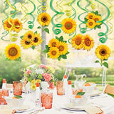30Pcs Sunflower Decorations Hanging Swirls Spring Summer Party Supplies Sun Flowers Foil Ceiling Wall Decor For Baby Shower Birthday Wedding Family Holiday Favors