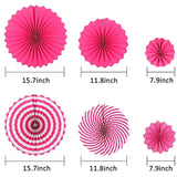 Hawaiian Flamingo Party Decoration Birthday Banner,Hanging Pink Paper Fan Decoration Set Of 6,For Hawaiian Summer Beach Party Birthday Party