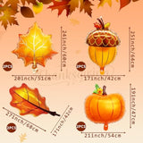 Pumpkin, Acorn, Maple Leaf Mylar Balloons: 8-Piece Fall Decor Set