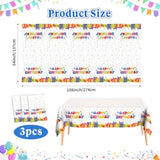 Birthday Tablecloth, 3 Pcs Birthday Table Cloths 54'' X 108'' Disposable Birthdays Table Cover Waterproof Plastic Tablecloth Rectangle Party Tablecloths For Kid’S Happy Birthdays Party Decorations