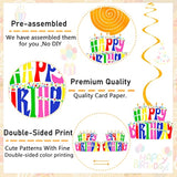 20PCS Happy Birthday Hanging Swirls with Cupcakes, Balloons & Sign for Parties