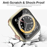 Miimall Compatible with Apple Watch 38mm Metal Case Cover Tempered Glass Screen Protector, Touch-Sensitive Anti-Scratch Shockproof Metal Bumper Cases Cover for Apple Watch 38mm Series 3 2 1(Gold)