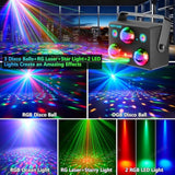 Disco Ball Party Lights,Pro 6 In 1 Disco Lights Sound Activated Dj Strobe With Rgb&Ogb Disco Balls,Laser Light Show,Ocean Lamp,Star Projector,2 Rgb Leds-Perfect For Disco Glow Party Rave Dance