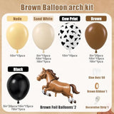 Western Cowboy Balloon Arch Kit With Black Dark Brown Sand White Nude Cow Print Cowboy Balloons For Wild West My First Rodeo Baby Shower Birthady Party Decorations