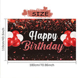 Red & Black Happy Birthday Backdrop Banner for Party Photos