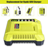 40V Rapid Charger Op401 Op403 Op404 Op406A Op409A Compatible With Ryobi 40V 6Ah Op40601 Op40602 Op4060A1 5Ah Op4050A 4Ah Op4040 3Ah Op4030 2.6Ah Op40261 Op4026 2Ah Op40201 Battery Fast Charger