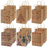 12Pcs Christmas Kraft Gift Bags - Assorted Styles With Handles And Prints For Xmas Gift Wrapping And Party Supplies