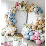 Dusty Rose Brown Balloon Garland Blue Pink Double Stuffed Tan White Sand Balloon Latex Pastel Arch Kit For Gender Reveal Baby Shower Birthday Bridal Shower Wedding Party Decorations