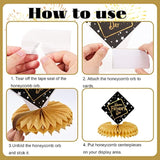 Father'S Day Decorations Honeycomb Centerpieces, Black And Gold Happy