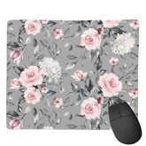 Pink Roses Mouse Pad,Spring Blooming Flowers And Leaves Square Waterproof Mouse Mat,Non-Slip Rubber Base Durable Stitched Edges Computer Mousepad For Gaming Home Office Wireless Mouse 9.5"X7.8"